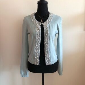 EVIE Light Blue Beaded Cardigan